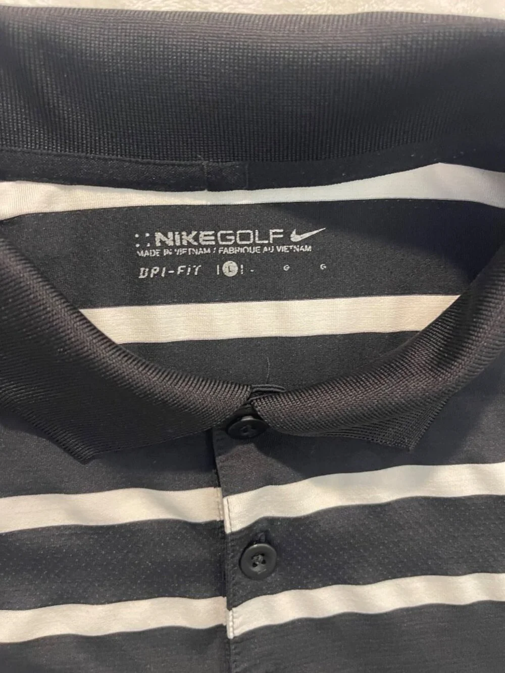 Nike Golf Dri-Fit SS Polo Men's Large Black/White Stripe